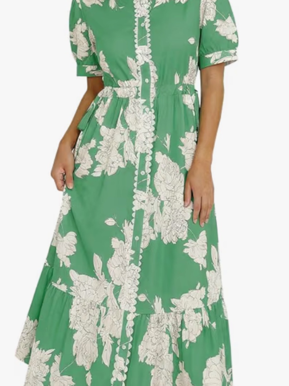 Wenrine Green Floral Button Down Maxi Shirt Dress Size L
